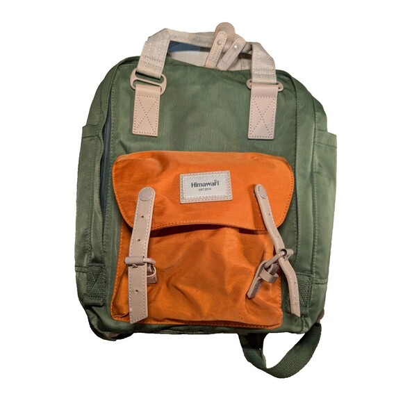 Himawari Womens Back Pack With Organizing Pockets & Adjustable Straps, Grn/Ora - Picture 1 of 7